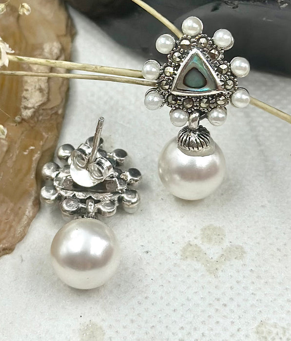 Silver Oxidised Pearl drop Earring – House of Pandora